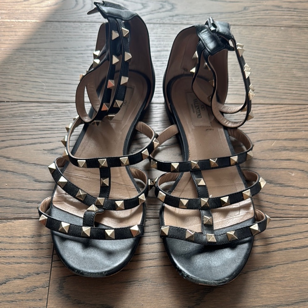 Valentino Black Gladiator Sandals with Studded Straps